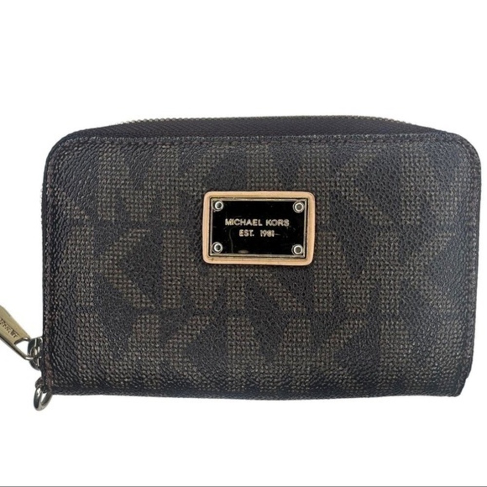 Michael Kors Signature Jet Set brown Medium Zip Around Wallet